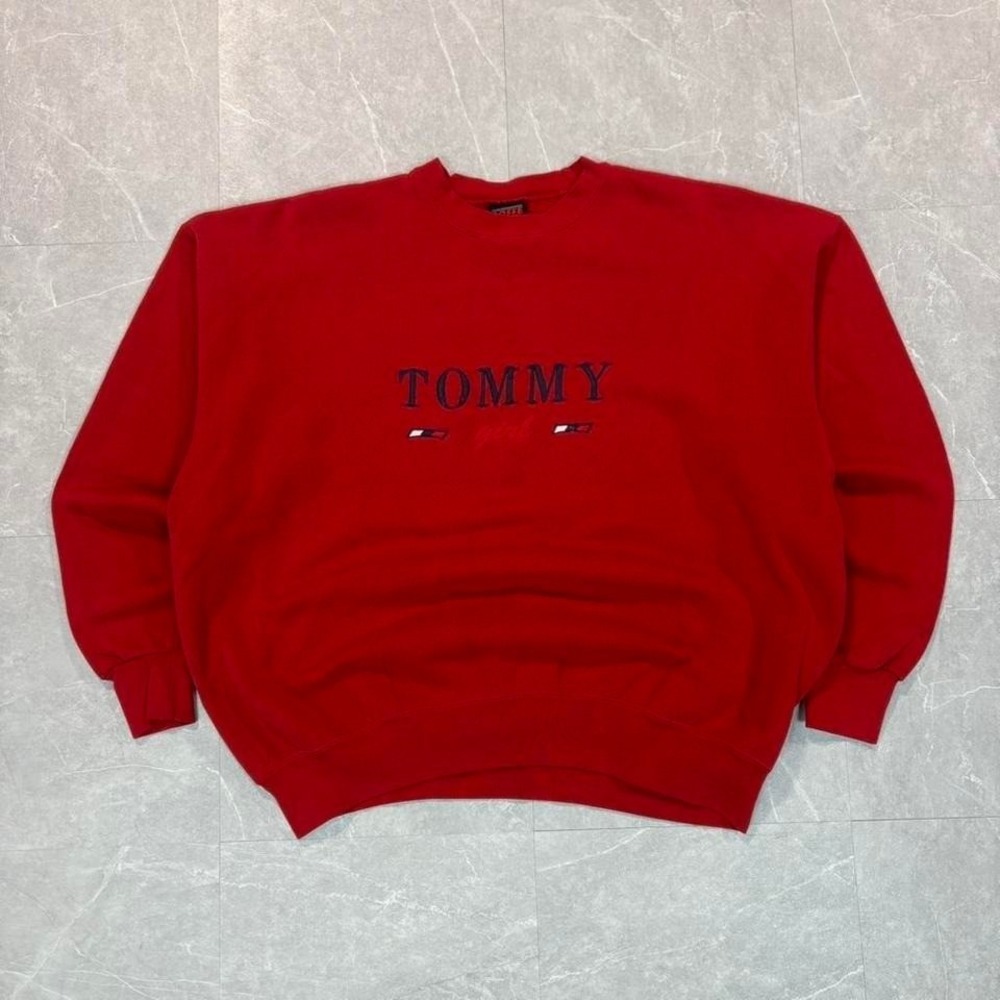 1990's‎ Tommy Hilfiger red crewneck sweatshirt Size XXL #90s